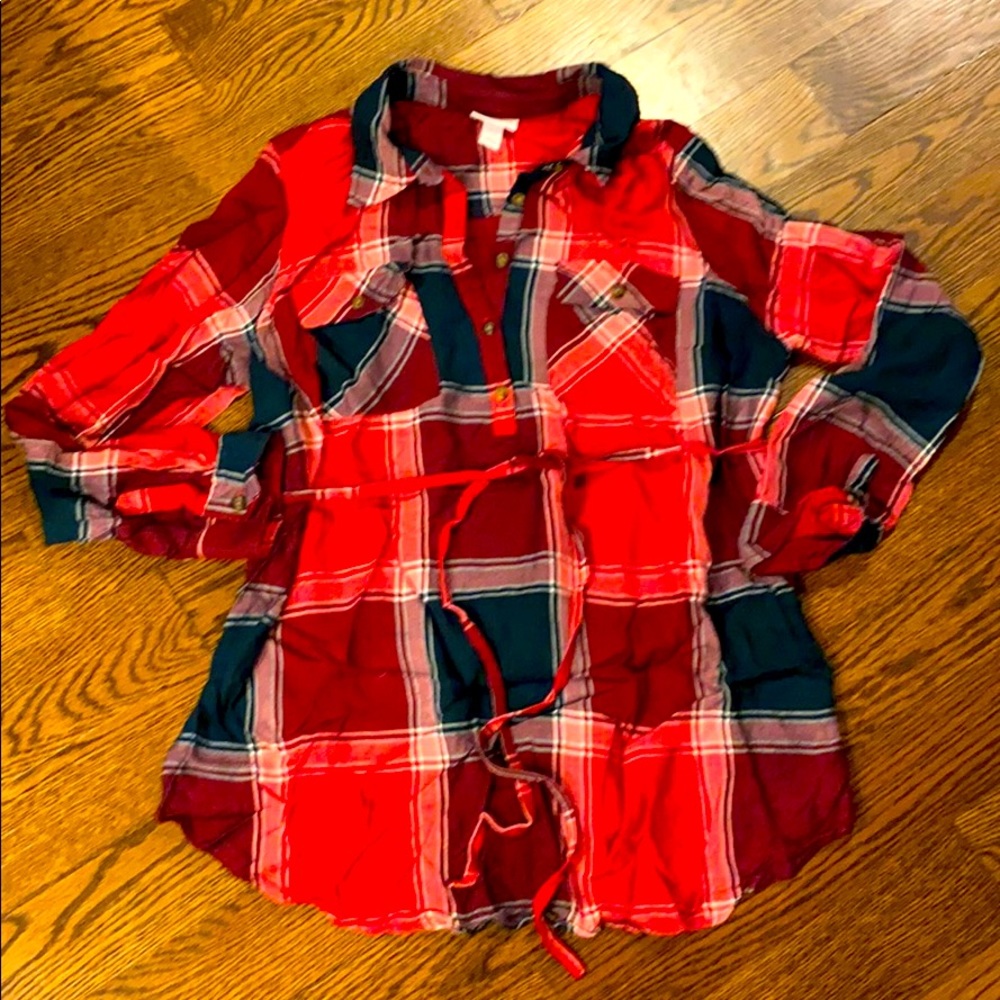 Plaid Maternity Top